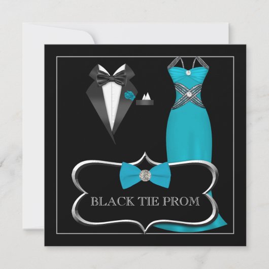 Prom High School Dance Formal Red Black Krawatte Einladung (Vorderseite)