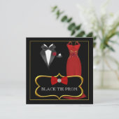 Prom High School Dance Formal Red Black Krawatte Einladung (Stehend Vorderseite)