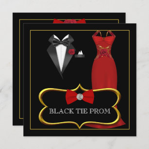 Prom High School Dance Formal Red Black Krawatte Einladung