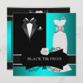 Prom High School Tanz Formal Aquamarine Schwarze K Einladung (Vorne/Hinten)