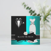 Prom High School Tanz Formal Aquamarine Schwarze K Einladung (Stehend Vorderseite)