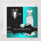 Prom High School Tanz Formal Aquamarine Schwarze K Einladung (Vorderseite)