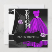 Prom High School Tanz Formal Lila Schwarze Krawatt Einladung (Rückseite)