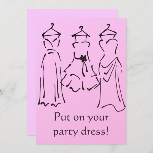 Prom-Kleider Design individuell anpassbar rosa Einladung (Vorne/Hinten)