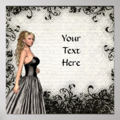 Prom-Mädchen in einem schwarzen Kleid Poster (Vorne)