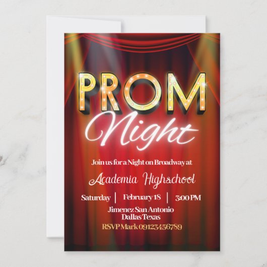 Prom Night - Broadway Invitation Einladung (Vorderseite)