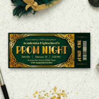 Prom Night - Gatsby Invitation Ticket Invitation Einladung