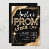 PROM-SEND-OFF-schwarz und Gold anpassen Einladung (Vorne/Hinten)