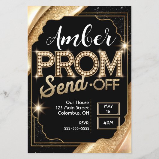 PROM-SEND-OFF-schwarz und Gold anpassen Flyer (Vorne)