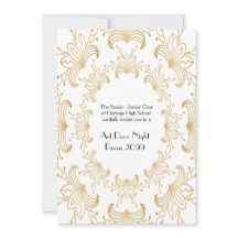 Prom Senior, Art Deco, Blume Stilisiert, Weißgold