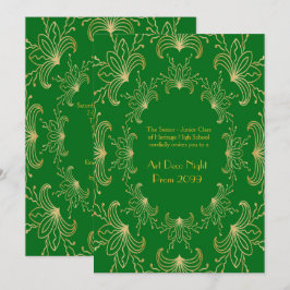 Prom Senior, Art Deco, Blume Stilvoll, smaragdfarb Einladung
