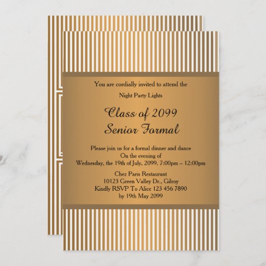 Prom Senior formale Klasse 2099,Gold Bronze,Origin Einladung (Vorne/Hinten)