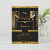 Prom Senior, Gatsby style, black & gold, monogramm Einladung (Stehend Vorderseite)