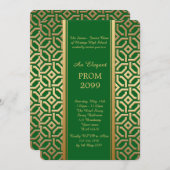 Prom Senior Junior, Black Gold Geometric Emerald Einladung (Vorne/Hinten)