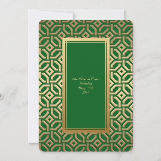 Prom Senior Junior, Black Gold Geometric Emerald Einladung (Rückseite)