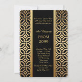 Prom Senior-Junior, Black Gold Geometric Kaiser Einladung (Vorderseite)