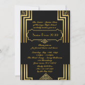 Prom Senior Junior, Gatsby style, art-Deko, schwar Einladung (Vorderseite)
