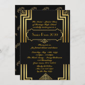 Prom Senior Junior, Gatsby style, art-Deko, schwar Einladung (Vorne/Hinten)