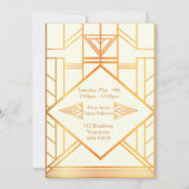 Prom Senior Junior, Great Gatsby, Gold, Elfenbein Save The Date (Rückseite)