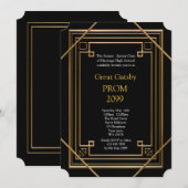 Prom Senior Junior, Great Gatsby, Gold, schwarz Einladung (Vorne/Hinten)