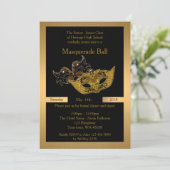 Prom Senior Junior, schwarz, Masquerade Ball Maske Einladung (Stehend Vorderseite)