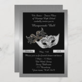 Prom Senior Junior, schwarz, Masquerade Maske Einladung (Vorne/Hinten)