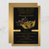 Prom Senior Junior, schwarz, Masquerade Maske Pfau Einladung (Vorne/Hinten)