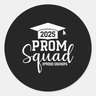 Prom Squad 2025 Proud Grandpa Graduate Prom Cl of Runder Aufkleber