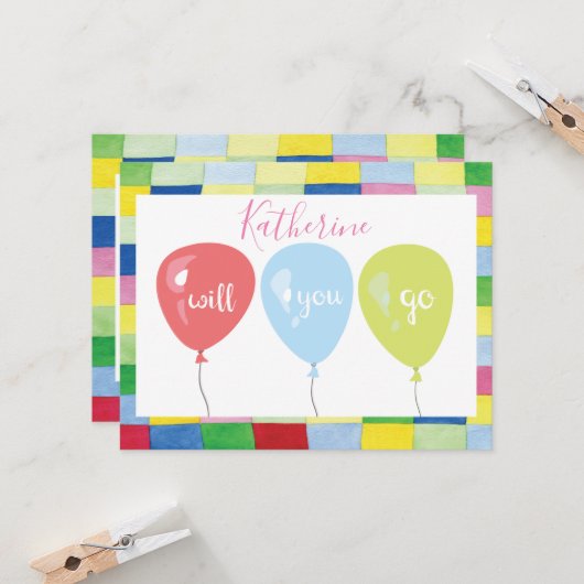 Prom Tanzvorschubballon Karte (Vorderseite/Rückseite Beispiel)