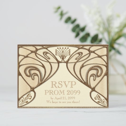 PROM UAWG, Great Gatsby, Gold auf Elfenbein Einladung (Stehend Vorderseite)