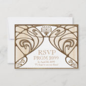PROM UAWG, Great Gatsby, Gold auf Weiß RSVP Karte (Vorderseite)