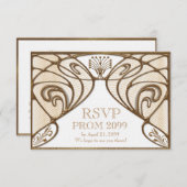 PROM UAWG, Great Gatsby, Gold auf Weiß RSVP Karte (Vorne/Hinten)