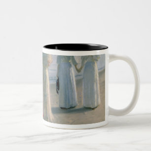 Promenade auf dem Strand Zweifarbige Tasse