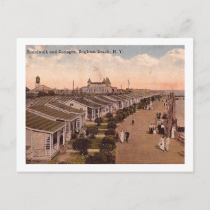 Promenade & Cottages, Brighton Beach, NY Vintage Postkarte