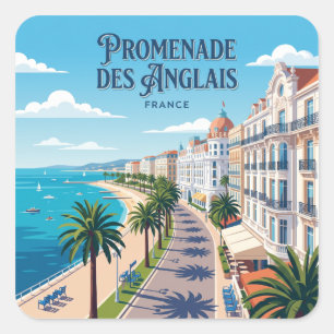 Promenade des Anglais Nizza Frankreich Quadratischer Aufkleber