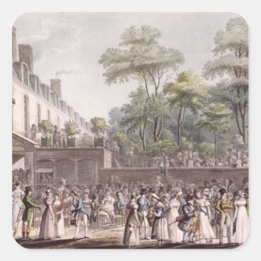 Promenade im türkischen Garten Quadratischer Aufkleber (Vorderseite)