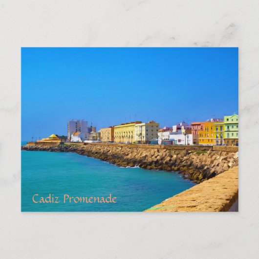 Promenade in Cadiz, Spanien (gemalt) Postkarte (Vorderseite)
