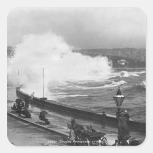 Promenade in Douglas, Anfang des 20. Jahrhunderts Quadratischer Aufkleber