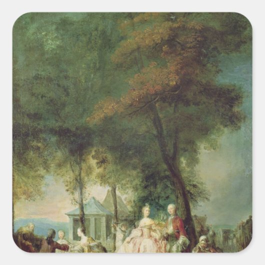 Promenade in Longchamp, c.1760 Quadratischer Aufkleber (Vorderseite)
