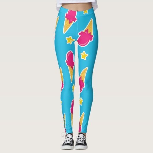 Promenadenfreude: Eiscreme & Sterne Leggings (Vorderseite)