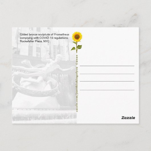 Prometheus mit Gesichtsmaske - NYC-Postkarte Postkarte (Rückseite)