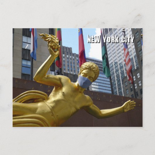 Prometheus mit Gesichtsmaske - NYC-Postkarte Postkarte (Vorderseite)