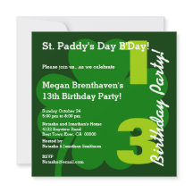PROMO5 13. Teen ST PATRICK Geburtstag Kleeblatt