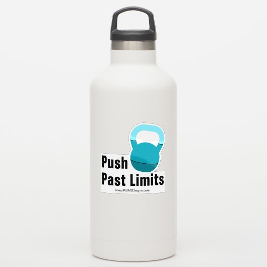 Promo Athlet Coach Kettlebell Grenzen überwinden Aufkleber (Wassserflasche)
