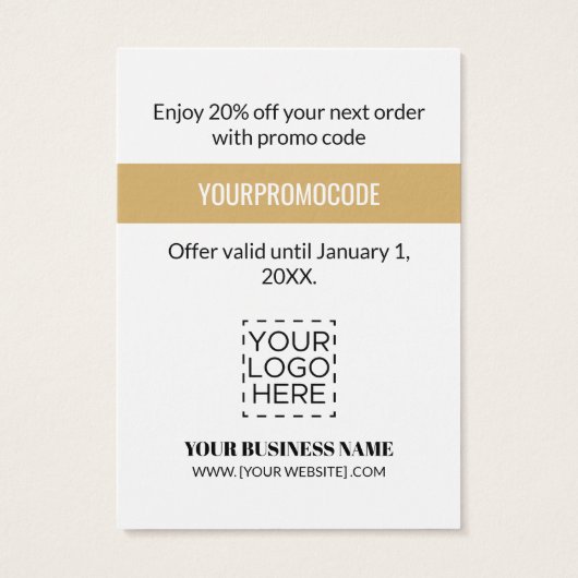 Promo Code Gold Imitate Glitzer Discount Cards (Rückseite)