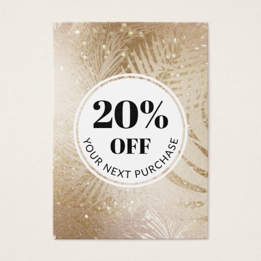 Promo Code Gold Tropical Glitzer Discount Cards (Vorderseite)
