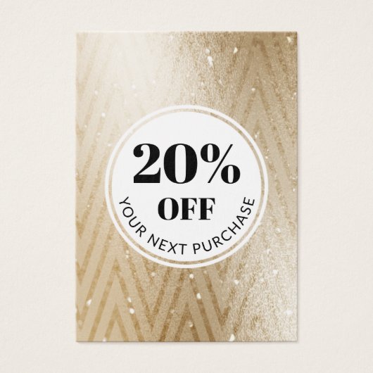 Promo Code Gold Zickzack Muster Discount Cards (Vorderseite)