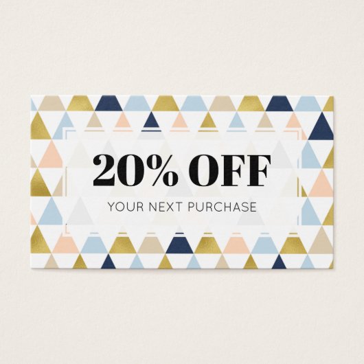 Promo Code Modern Geometric Coupon Discount Cards (Vorderseite)