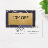 Promo Code Modern Navy Blue Gold Discount Cards (Schreibtisch)