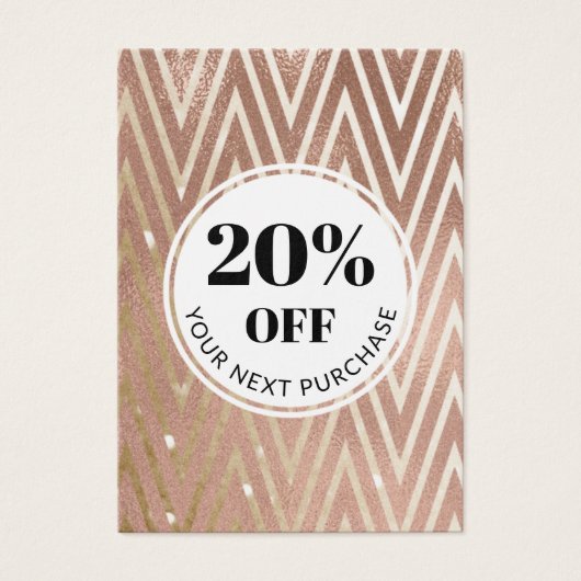 Promo Code Rose Gold Zickzack Rabattkarten (Vorderseite)